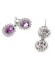 Purple Sapphire Diamolnd Halo Drop Earrings